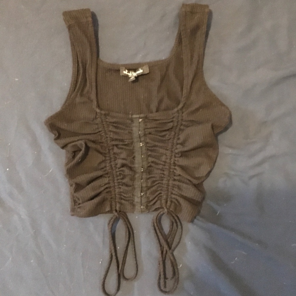 Black corset top with tie detail